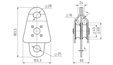  Блок-ролик Вертикаль двойной большой с подшипником в Тюмени  