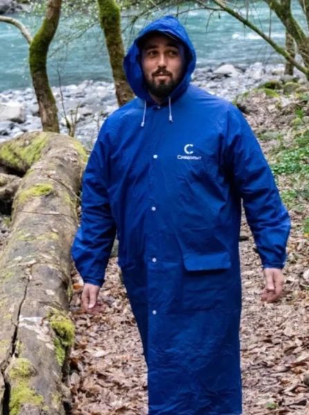 Плащ-дождевик Следопыт плотный PVC 72х125см на кнопках с капюшоном синий