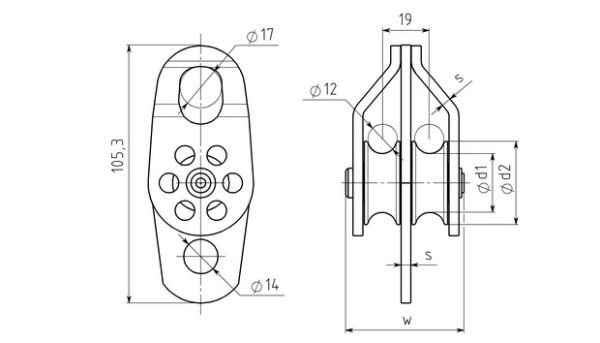  Блок-ролик Вертикаль двойной сталь с подшипником в Тюмени  