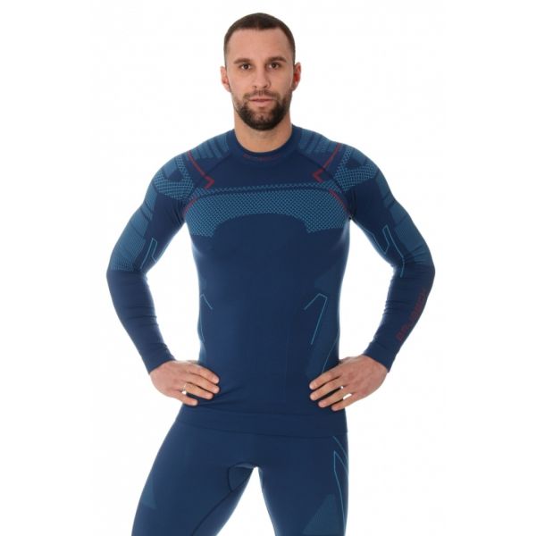 Футболка Brubeck Thermo Nilit Heat черный/голубой мужская в Тюмени