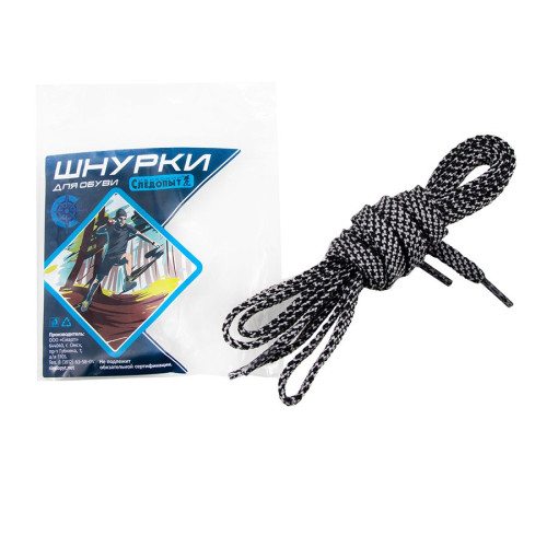Купить шнурки следопыт плоские,ширина 0,7 см,длина 120 см,черно-серый в Тюмени