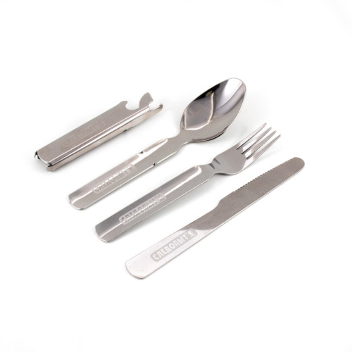 Набор столовых приборов Следопыт в металл.чехле(ложка, вилка, нож, открывашка)