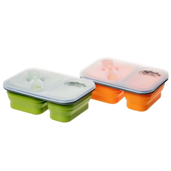 Контейнер Tramp силиконовый 2 отсека с ловилкой 900мл.TRC-090оранжевый